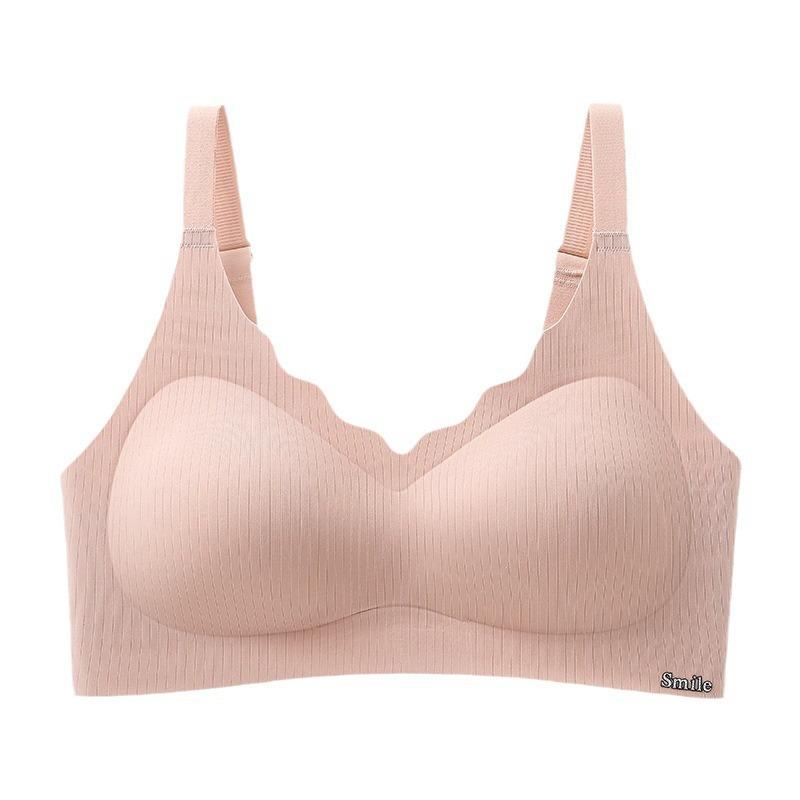 One-piece fixed cup seamless underwear women's small breasts gather thin naked without steel ring anti-sagging adjustment bra