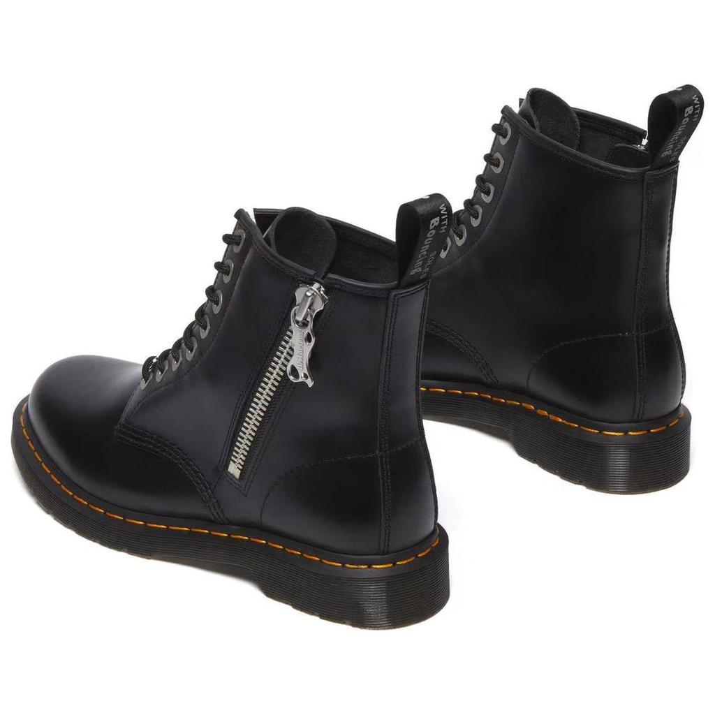 Dr. Martens 1460 Zip Black Polished Smooth Leather Round Toe Lace-Up Mid-Calf Boots Unisex Boots 32003001
