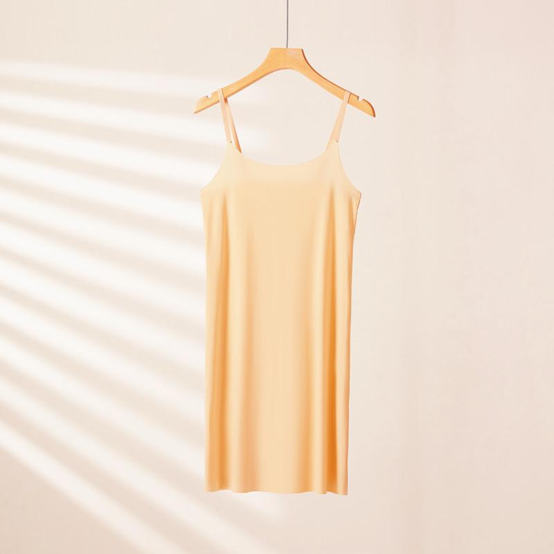 80Cm Plus Size Ice Silk Suspender Skirt Slip Nightdress Seamless Summer Cool Ultra-Thin Beautiful Back Sleeveless Petticoat Ootd