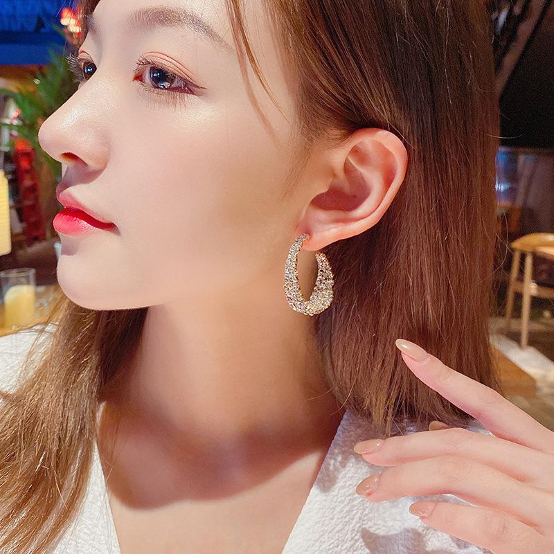 Black Crystal Drop Dangle Earrings for Women Charm Shiny Zircon Hoop Earring Eardrop Wedding Jewelry Gifts