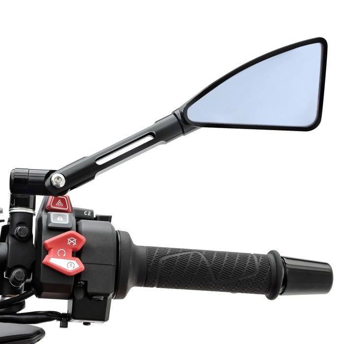 Rétroviseur de guidon Moto Miroir CNC Aluminium large noir