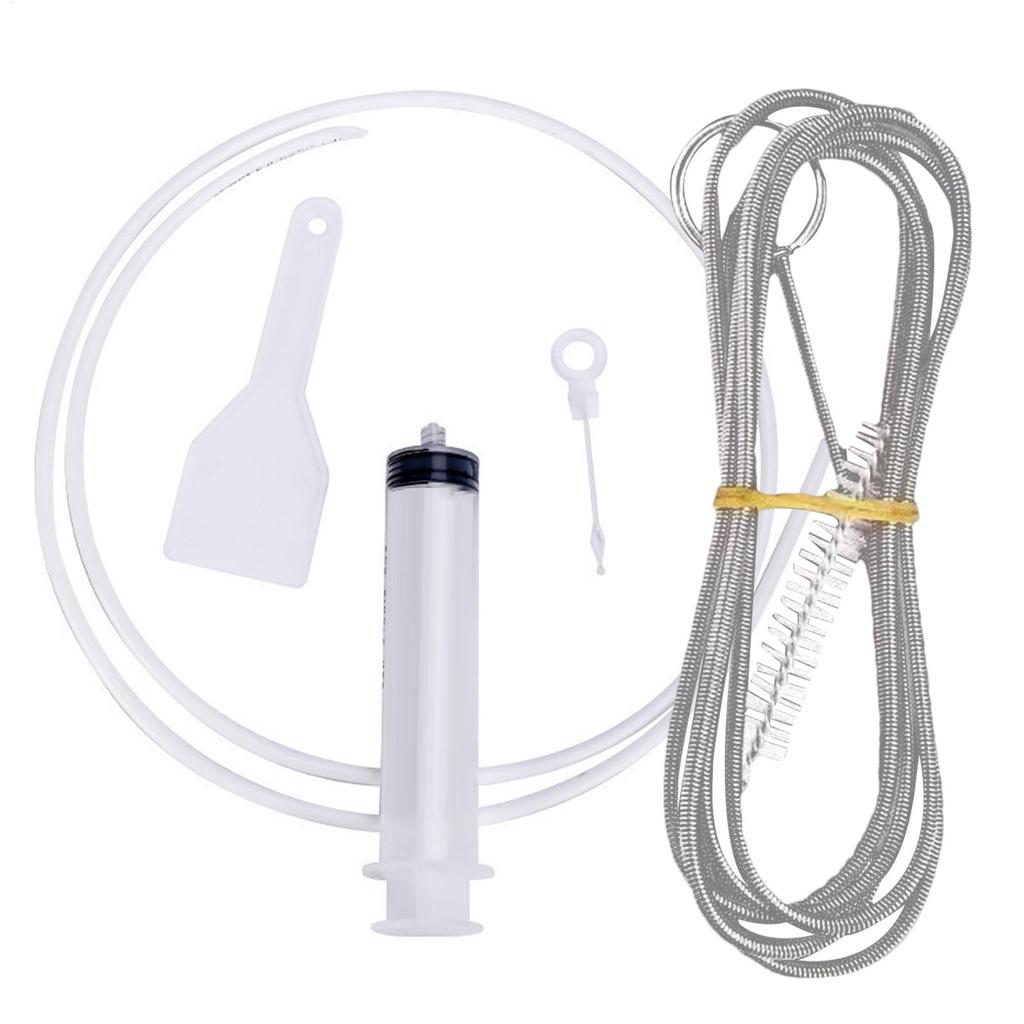 5pcs/set Fridge Dredging Kit Flexible Refrigerator Scrub Brush Reusable Clean Drain Outlet Dredging Tool Cleaning Syringe Shovel