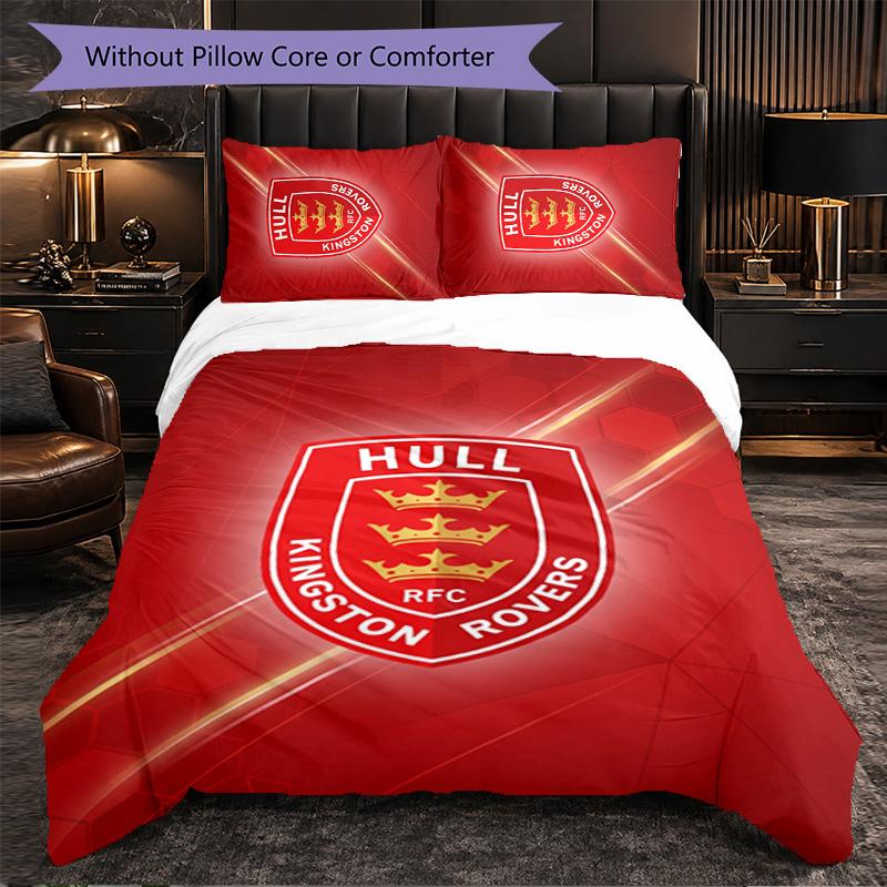 Set Biancheria da Letto 3 Pezzi in Microfibra con Motivo Hull KR Decorazione Copripiumino per Camera da Letto Uso Domestico
