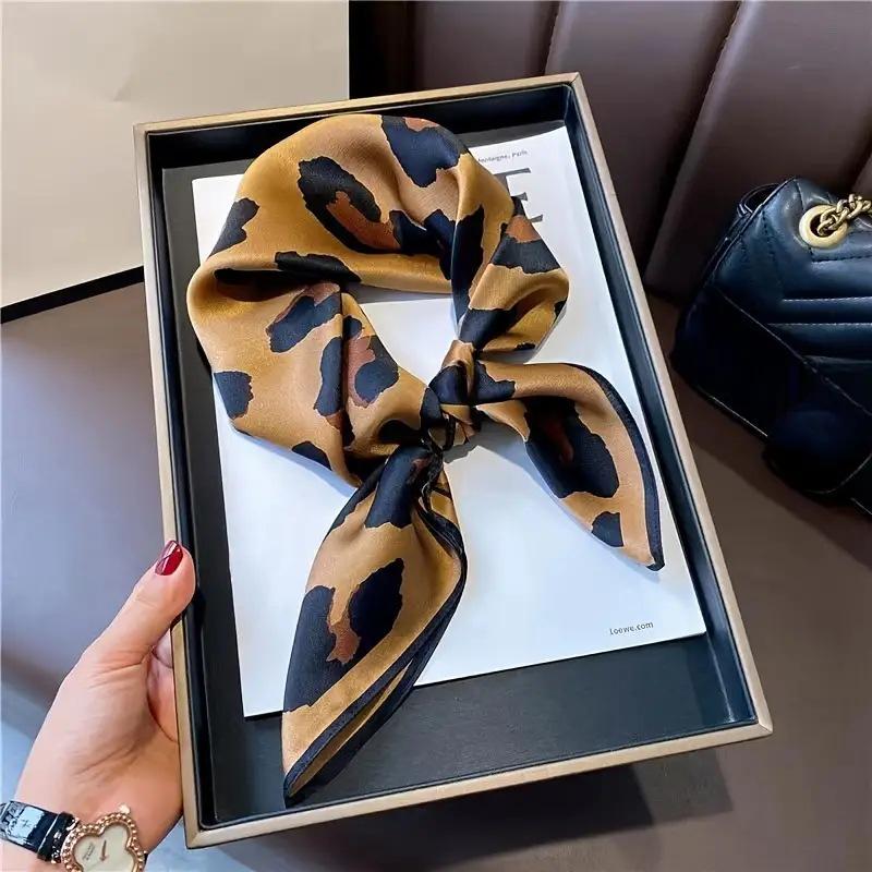 70cm Retro Printed Korean-Style High-End Imitation Silk Scarf for Women - Versatile Fashion Square Accessory