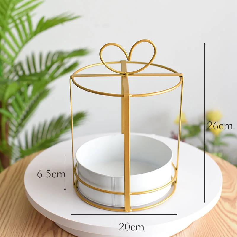 For Home Decoration Metal Flower Basket Holder with Handle Iron Storage Baskets Metal Tabletop Planter Display Stand
