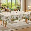 Rustic Easter Tablecloth Bunny Eggs Table Cover Farmhouse Easter Decorations for Home Kitchen Dining Spring Garden Tablecloth