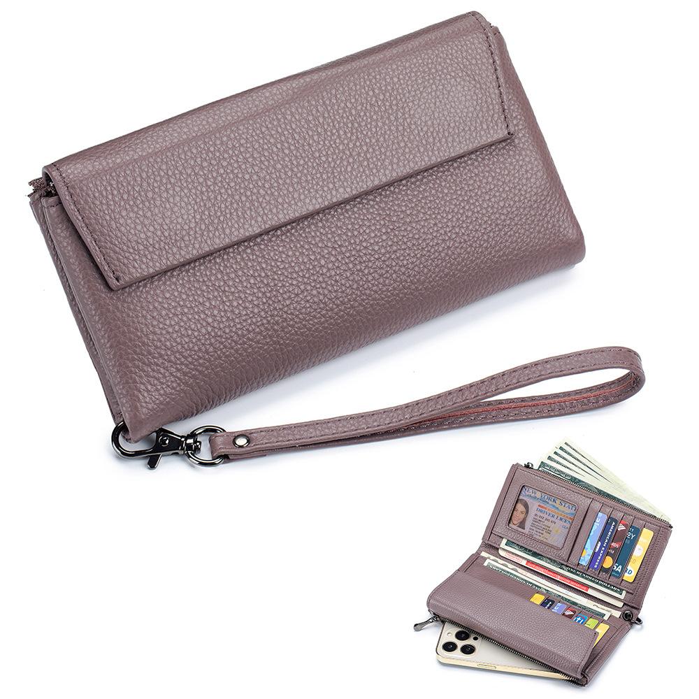 New hand-held soft leather long wallet, fashionable and versatile, large-capacity multi-card card bag, can put mobile phone wallet