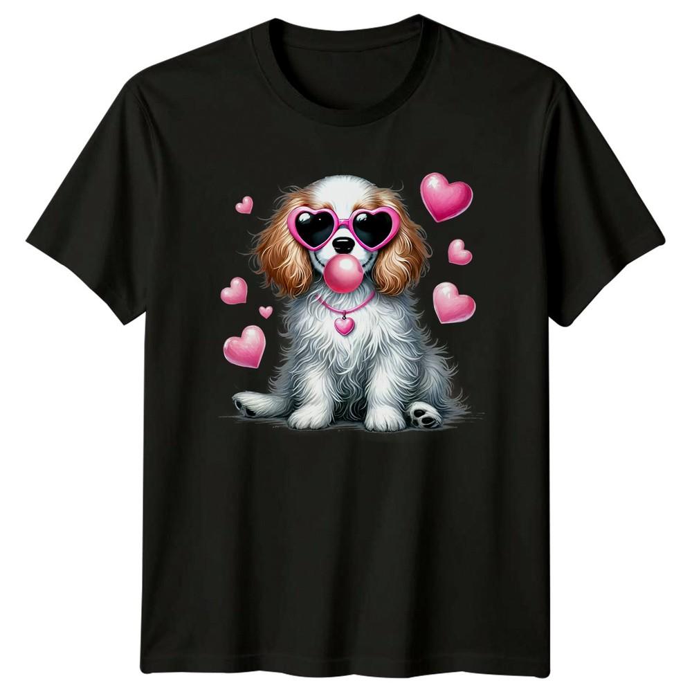Cavalier Dog Valentines Day Holidays Unisexs TShirt Unisexs Tee Heart Sunglasses