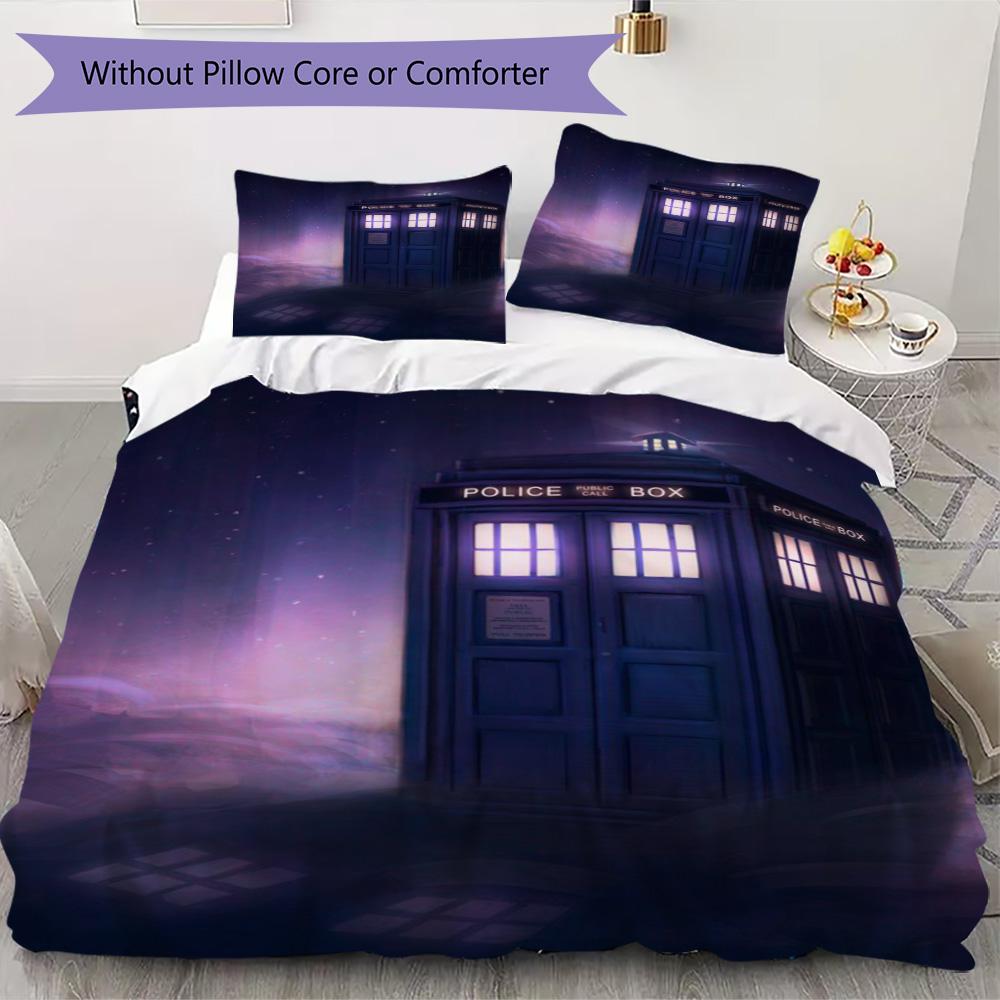 Dark-themed Doctor Who Pattern Bedding,Quilt Set Quilt Cover Pillowcase Home Birthday Gift (1*duvet Cover+2*pillowcase,without core)NSJT0928195