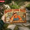 2D Flat, 1pc Retro Baker Metal Sign Wall Art, Bakers Gonna Bake, Cool Grandma, Fashion Glasses, Warm Cookies, Flour Canister, Home Decor, Ideal for Ki