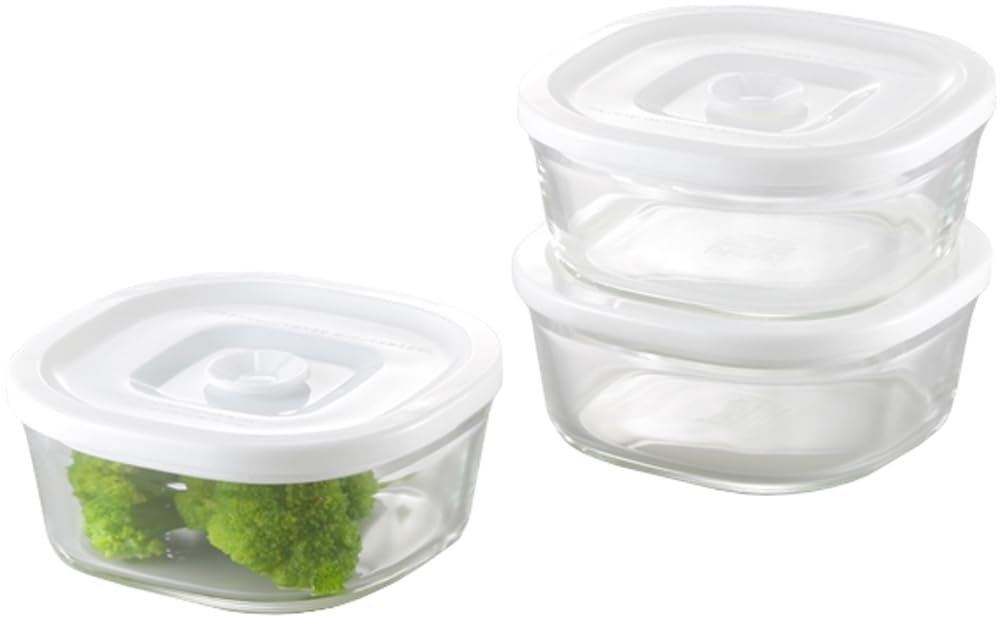 

Iwaki Glass Airtight Airtight Pack Heat-Resistant Containers, White, Square, 3-Piece Set, & Microwave, PSC-MP-3W1