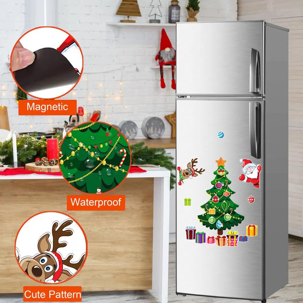 Magnetic Christmas Tree for Refrigerator,Xmas Decal Waterproof Magnet Sticker Refrigerator Stickers Decoration