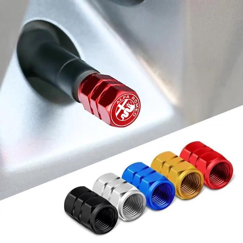 Car Sticker For Alfa Romeo 159 147 4Pcs Car Tire Valve Stems Cap Tire Valve Cap For Alfa Romeo STELVIO Giulia 159 Giulietta 147 rvcr43