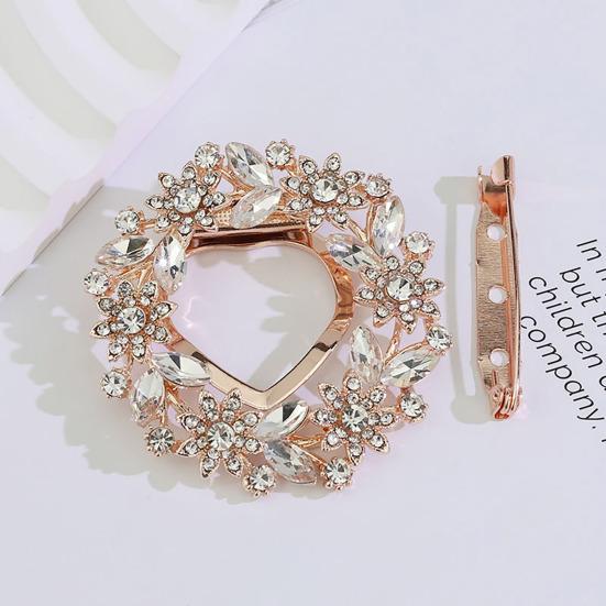 Women Scarf Fastener Sparkling Rhinestones Leaves Flower Shape Scarf Button Suits Coats Bags Scarves Badge Versatile Accessory