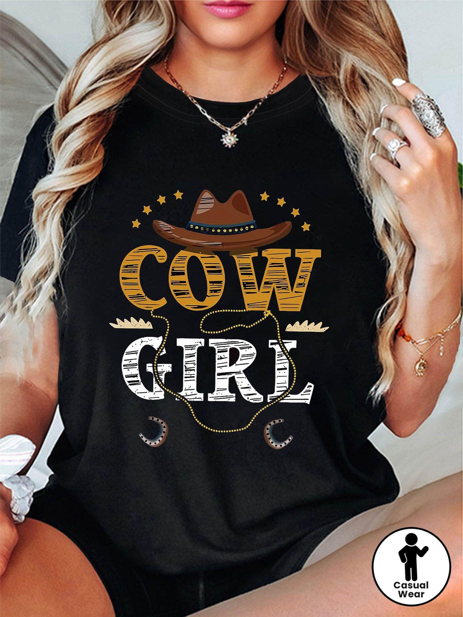 

Plus Size, COW Graphic Print Plus Size Women s T-shirt, Short Sleeve Crew Neck Casual Top for Summer & Spring, Women s Clothing 5XL різнокольоровий