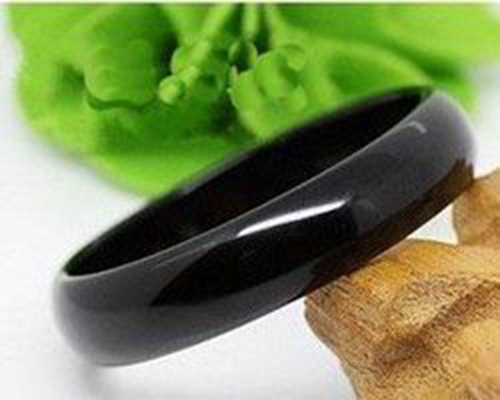 Natural Black Agate and Obsidian Chalcedony Jade Bangle