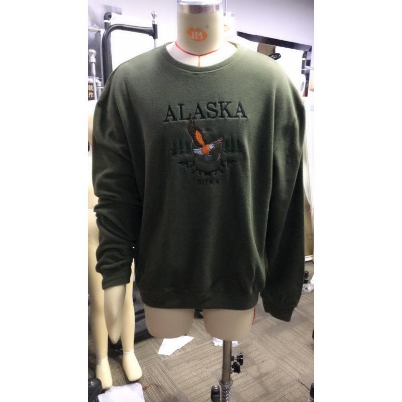 Spring plus size men's casual green bottom printed colorful round neck long-sleeved sweatshirt