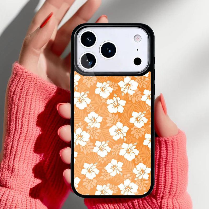 Hibiscus Flowers Floral Hybrid Phone Case for iPhone 17 16 15 14 13 Pro Max Back Cover for 12 11 Pro Coque