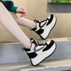 Thick-soled Heightening Women's Autumn New Versatile Sports Shoes Soft Leather Breathable Casual High-top Women's Shoes