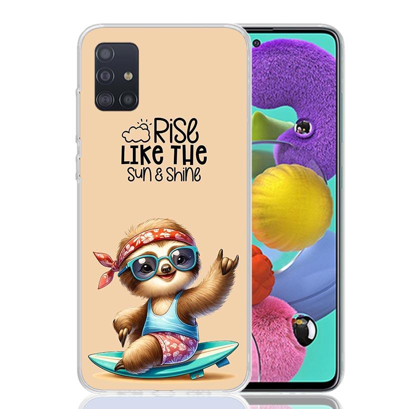 Animal Cute Cartoon Sloth Coffee Phone Case For Samsung Galaxy A52 A32 A22 A12 A02S A50S A30S A51 A31 AA71 Note 20 Ultra 10 S10