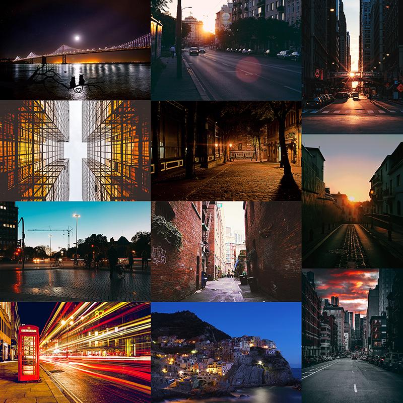 City Street Night Backdrop for Photo Studio Urban View Photography Background Retro Architecture Video Stream Poster