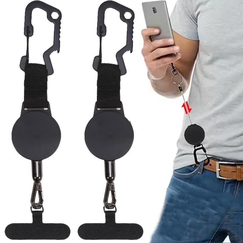 Smartphone Safety Retractable Anti-Theft Lanyard With Carabiner Anti-Drop Harness For Hiking Cycling Climbing Strap Phone Holder