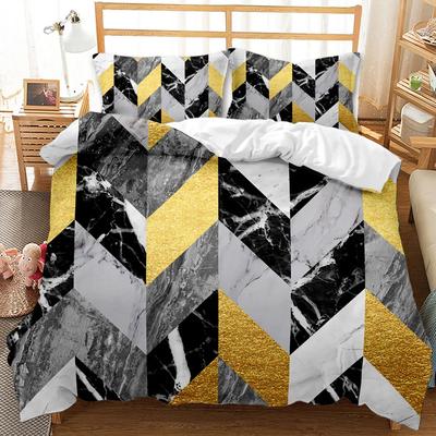 Set Copripiumino in Marmo Nero Bianco Oro Stampa Astratta con Texture Marmo Nero Bianco Matrimoniale Queen King Size Set Letto in Poliestere