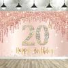 Rose Gold Glücklicher 18. Geburtstag Party Hintergrund Glitzer Diamant Geburtstag Hintergrund Mädchen Süß Geburtstagsparty Banner Fotografie