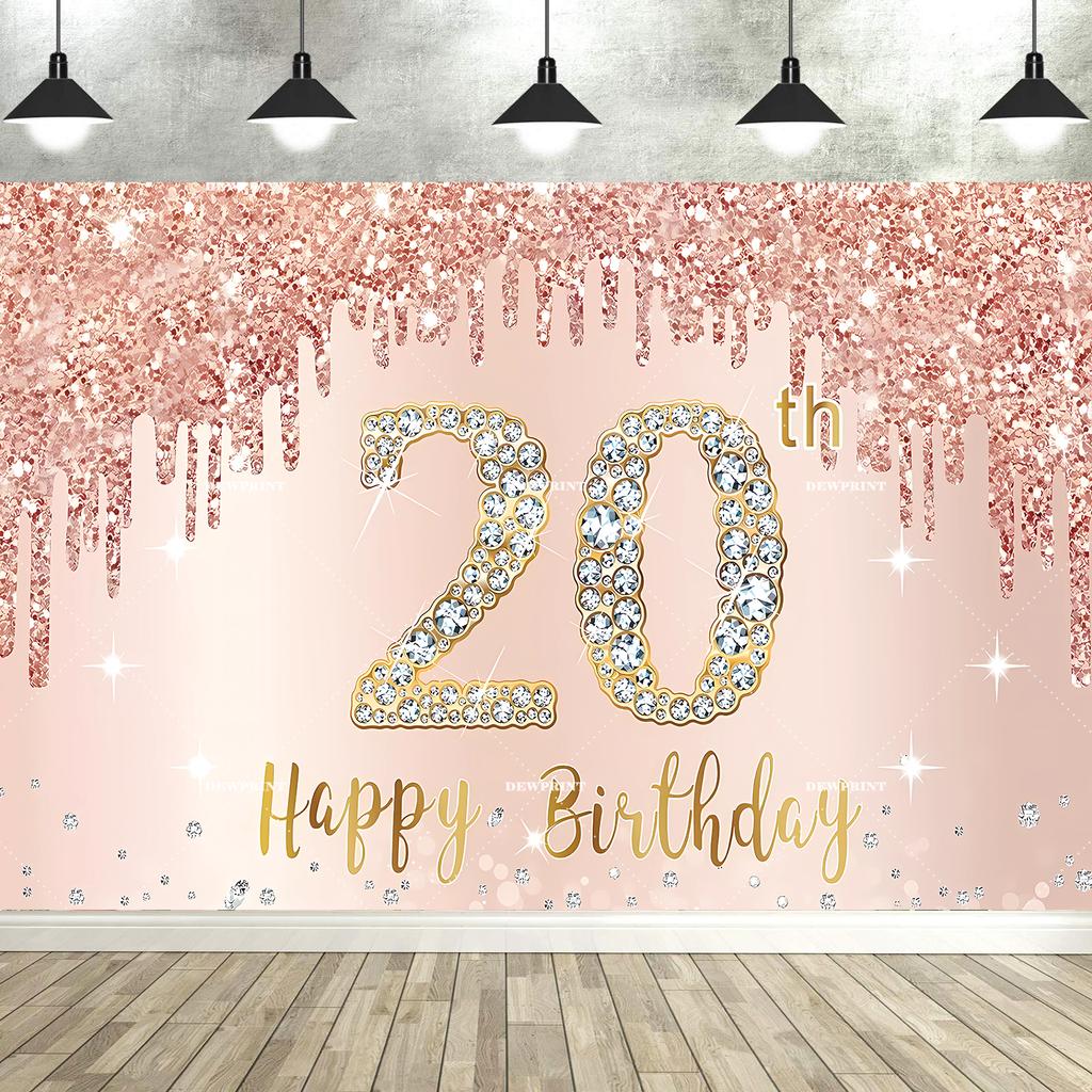 Rose Gold Glücklicher 18. Geburtstag Party Hintergrund Glitzer Diamant Geburtstag Hintergrund Mädchen Süß Geburtstagsparty Banner Fotografie