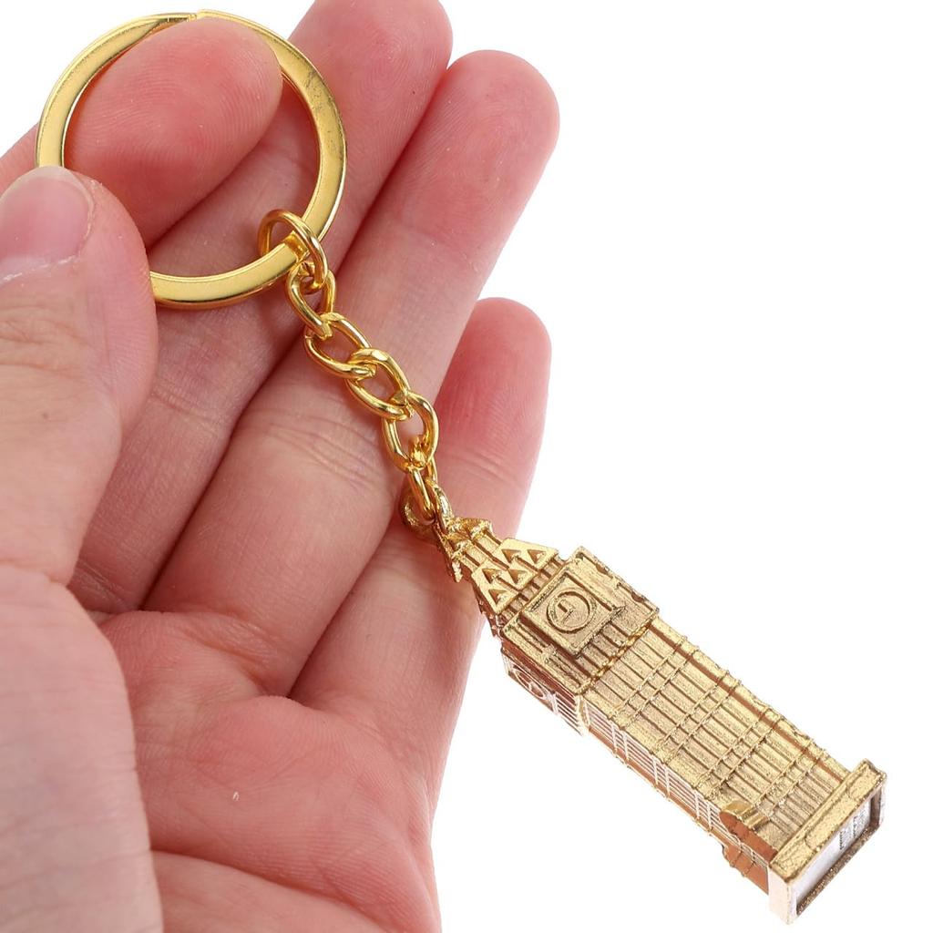 HOLIDYOYO Set of 4 Bus Model Keychains, Alloy London Telephone Booth and Double-Decker Bus Bag Charms, Unisex Keychain Pendants, 4.17" x 0.91" x 0.51"