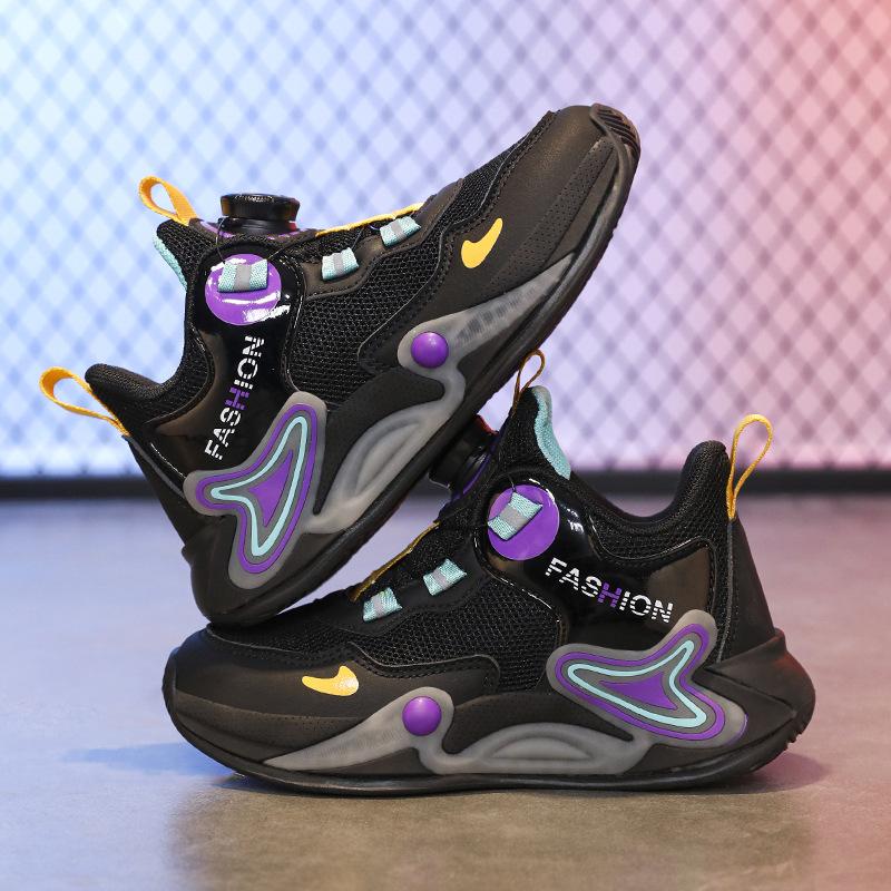 Children's sports shoes Double net breathable middle and older children's casual basketball shoes Boys and girls students competition training shoes 2