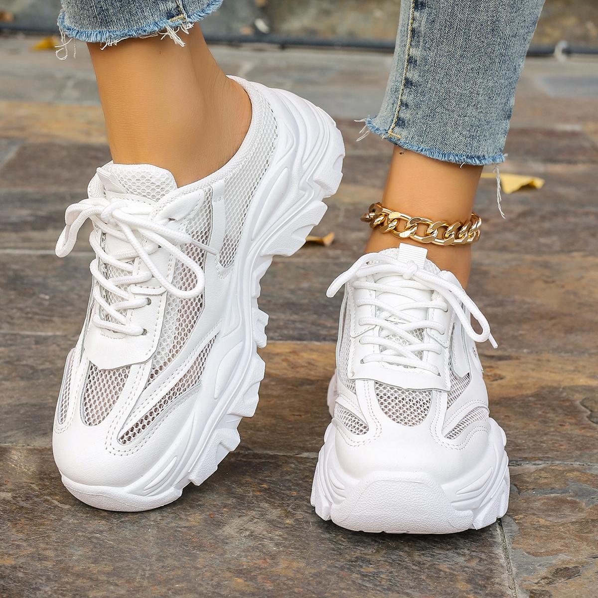 

Весенние женские повседневные женские шлепанцы с дышащей сеткой, модная однотонная спортивная обувь для женщин, массивные тапочки 40