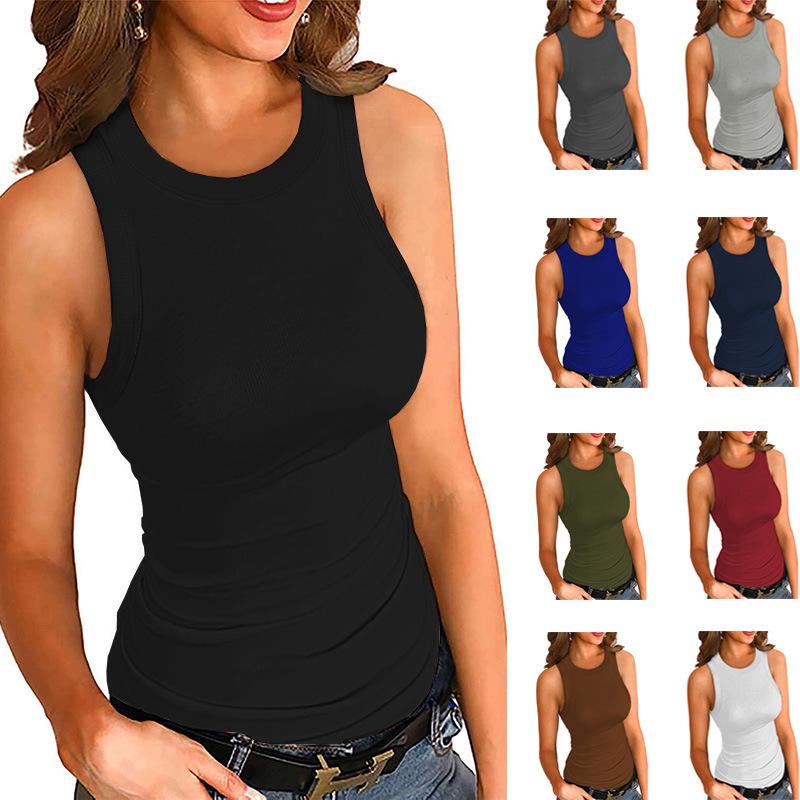 

Women s Solid Color Printed Round Neck Tank Top 2XL