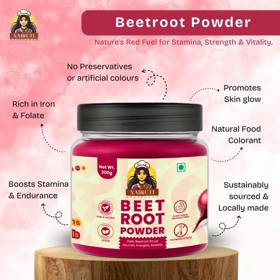 Nairuti Vyutpadan Beetroot Powder 200g | 100% Pure Dried Beetroot | Natural Superfood for Smoothies, Juices, Cooking & Baking