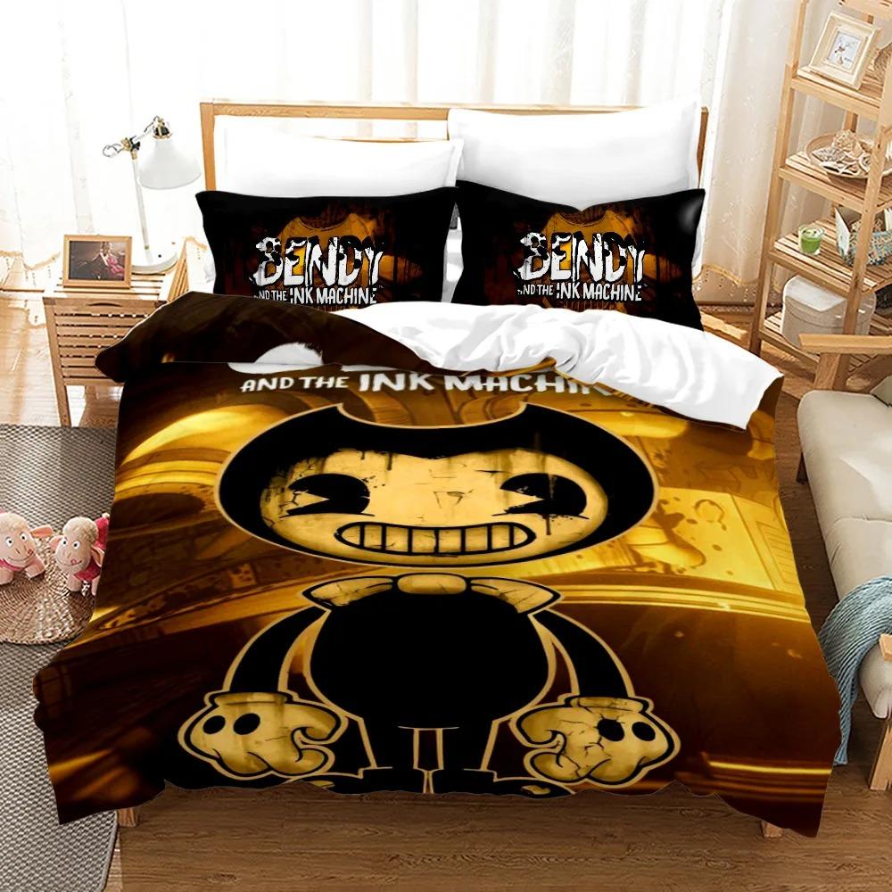 3D Print Anime BENDY Bedding Set Single Twin Full Queen King Size Kawaii BatlM Bed Set Adult Kid Bedroom Duvet Cover Sets