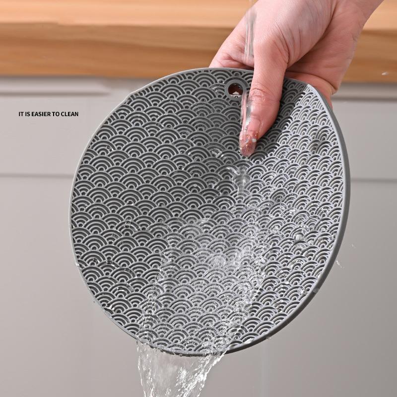 

Round Silicone Anti-scalding Bowl Dish Pad Dining Table Protection Mat Grey