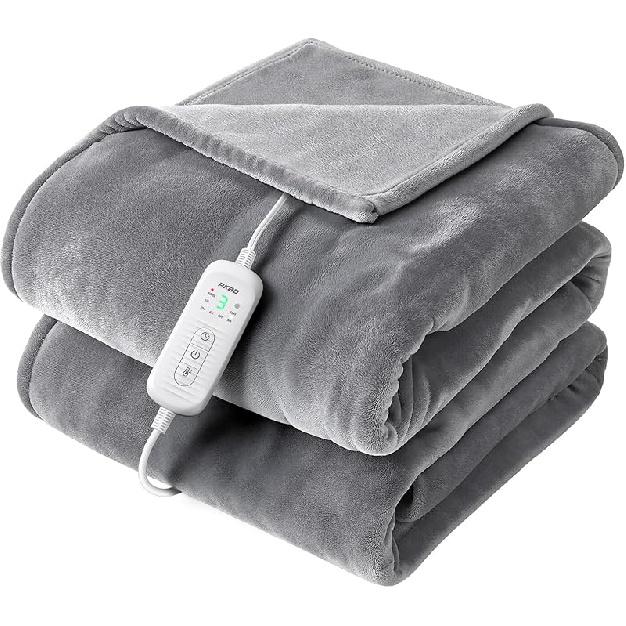 2025 Flannel Heated Blanket, 50"x60" Soft Electric Blanket with 8 Heating Levels & 10H Timing Auto Shutdown, Overheating Protection, Machine