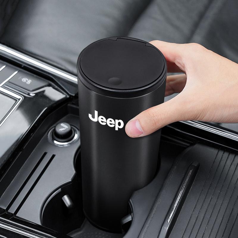 Portable Car Garbage Cup Aluminum Alloy Trash Can Ashtray For Jeep Grand Cherokee Wrangler JK Gladiator Compass Renegade Patriot AKV1