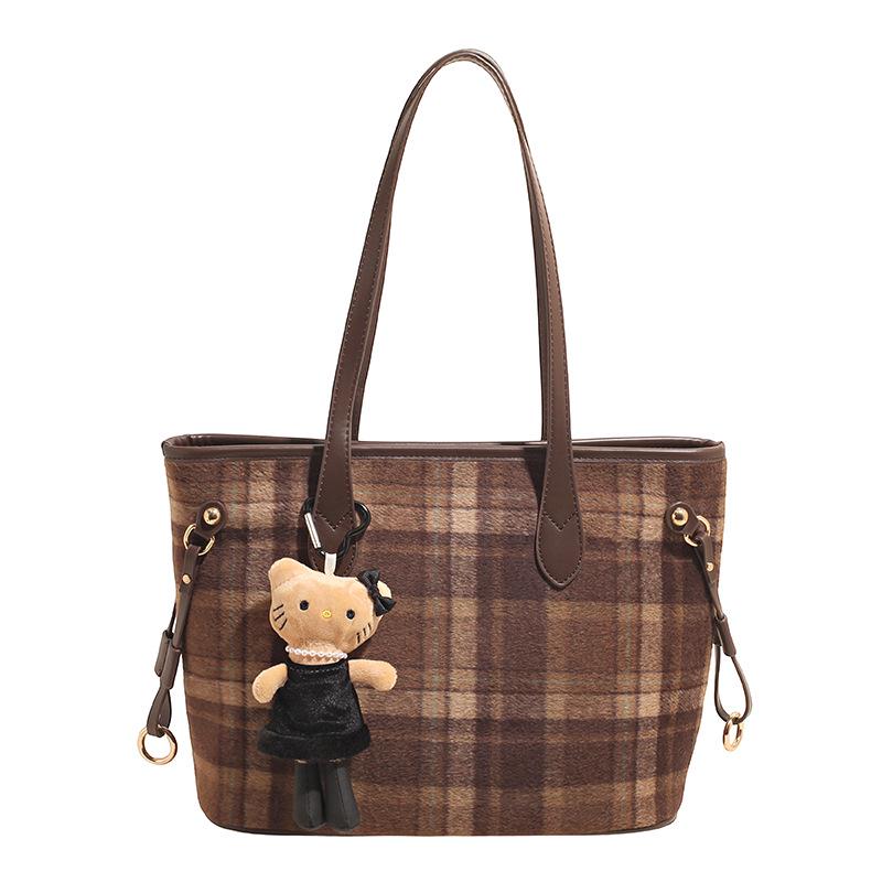 Damen College-Stil Cross-Border Woll-Tote: Handtasche mit großer Kapazität, vielseitig, modisch und hochwertig für Studenten