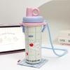 Cute Cat 600ml Insulated Water Bottle With Double Drinking Straws For Kids And Teens
