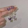 Color Needle Purple Butterfly Long Tassel Earrings For Women Jewelry  Trending Korean Fashion Luxury Crystal Earrings