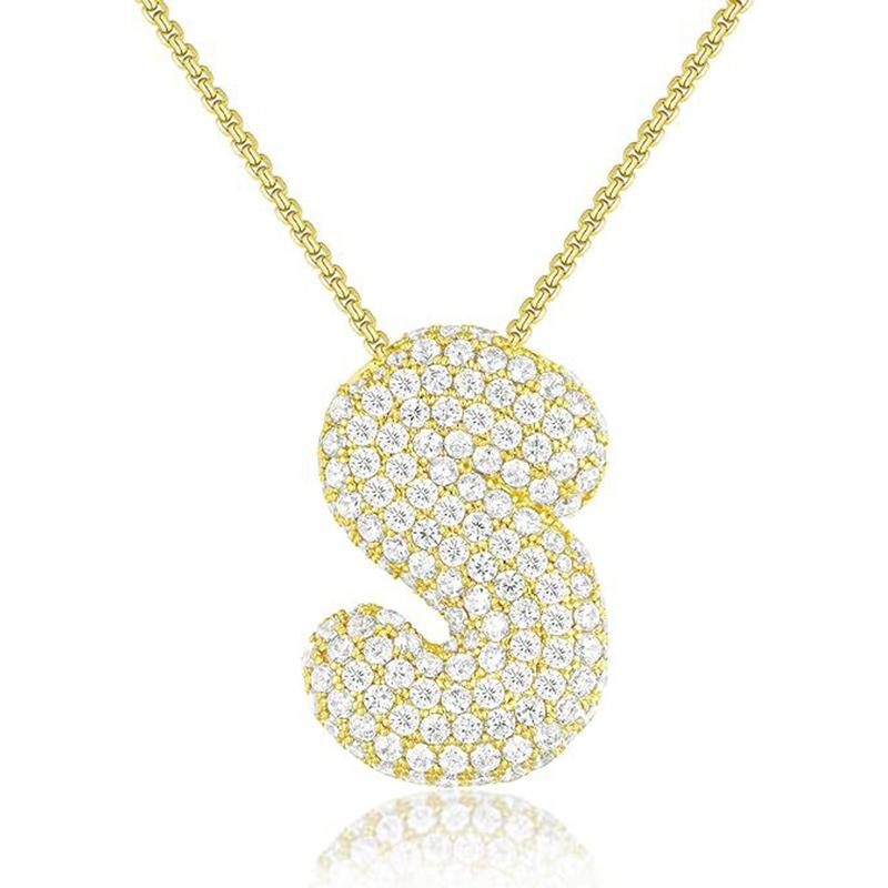 Creative Bubble Letter Necklace Initial Pendant Necklaces For Women Girls Personalized Exquisite Necklace Jewelry Gifts