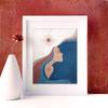 Blue Soulmate Couple Canvas Painting Boho Beautiful Women Wall Art Pictures Sun Moon Poster Abstract Minimalist Print Home Decor
