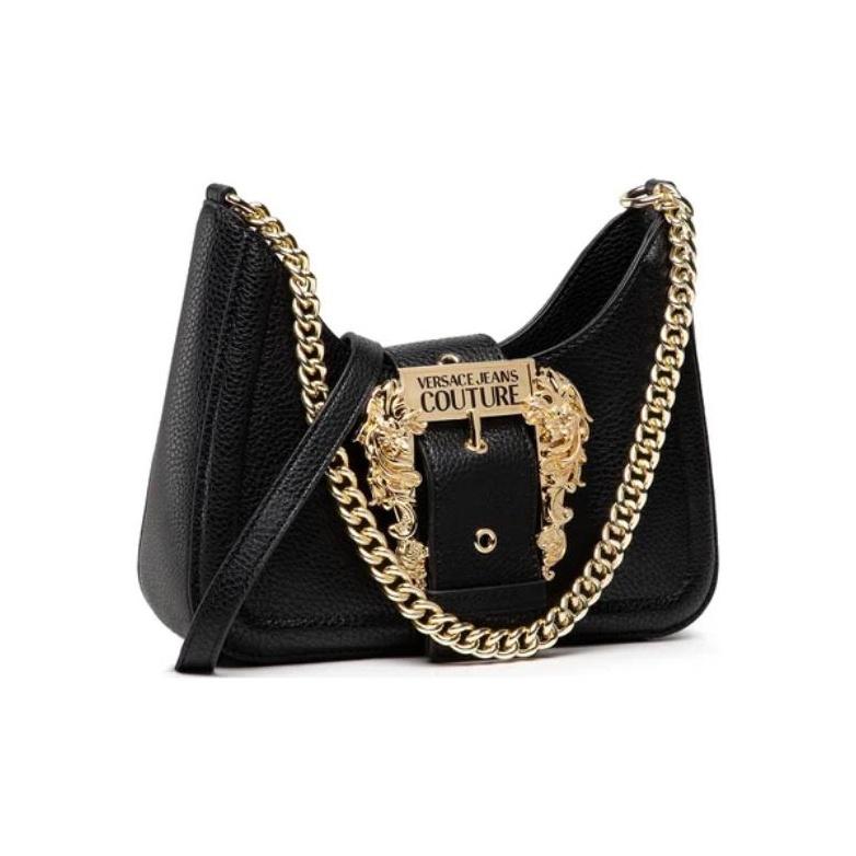 Versace Jeans Couture Chain Gold Buckle Elegant Leather Underarm Shoulder Crossbody Bag Women bags Black 71VA4BF5-71578-899