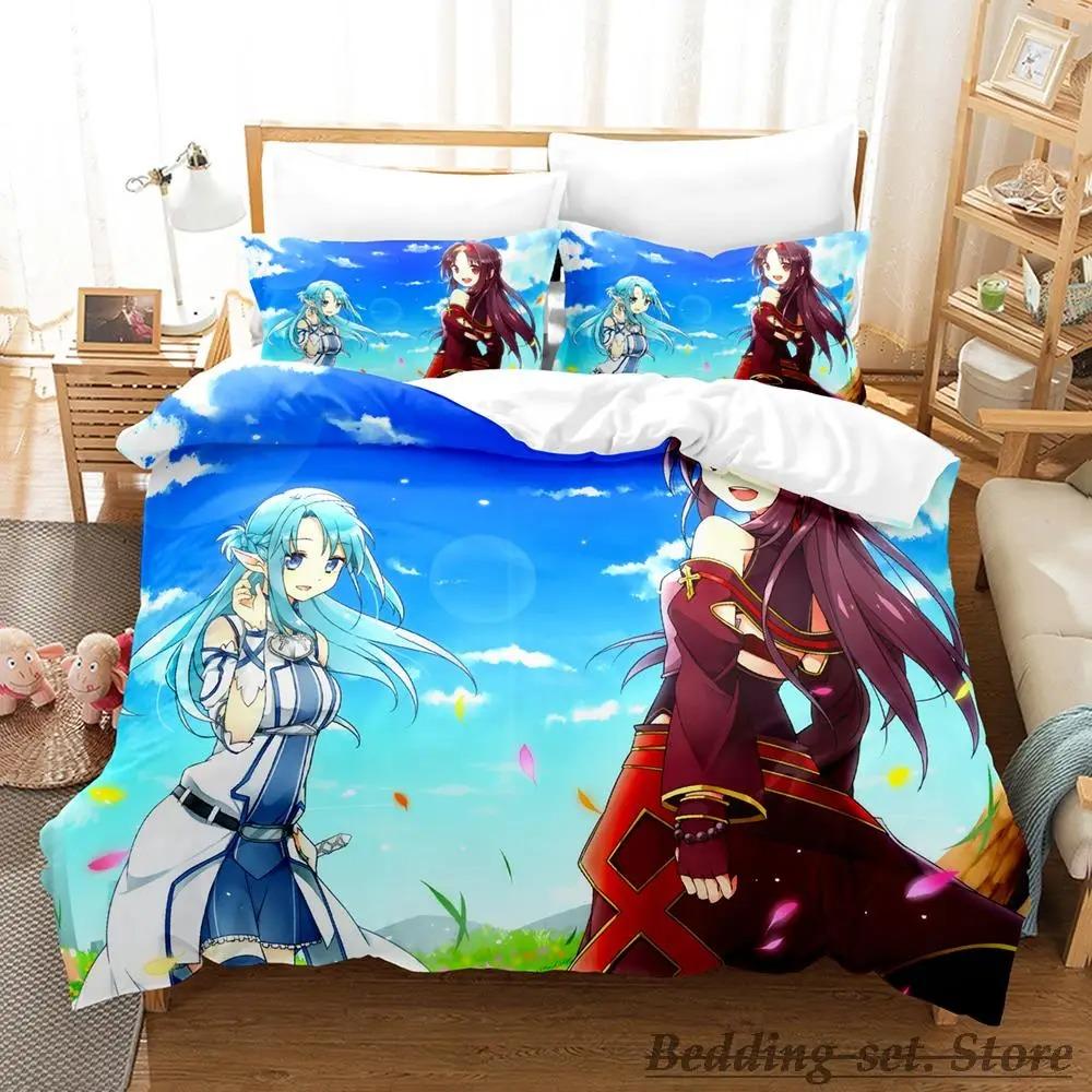 Neu Schwert Art Online II Bettwäsche Set Cartoon Anime drei-stück set Erwachsenen Kind Schlafzimmer Bettbezug Sets 3D Kawaii roupas de cama