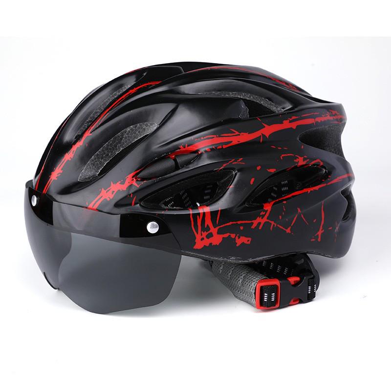 

Unisex One-Piece Molding Cycling Helmet with Magnetic Visor for Mountain and Road Riding Large чорний/червоний