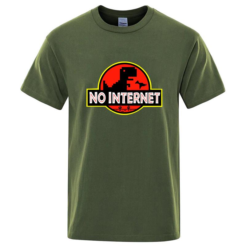 Men's High Quality100% Cotton Funny Dinosaur Print Summer T Shirt Loose O-neck  For Men Tshirt Short Sleeve T-shirt Male Tee Top
