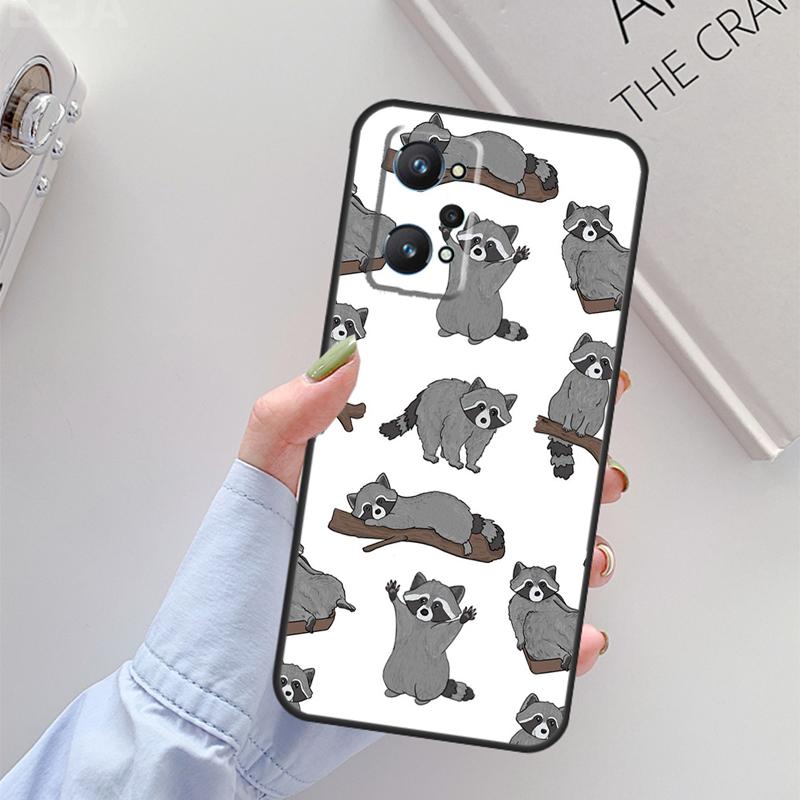 Cartoon Raccoon Kawaii For Realme 11 10 12 13 14 Pro Plus GT 5 6 6T GT7 Pro C67 C61 C53 C51 C21Y C25S C55 C75 Case Realme C75