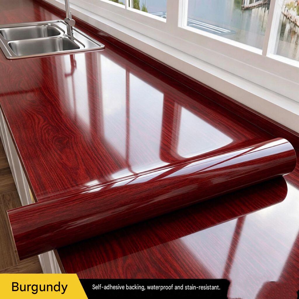 Wood-grain wardrobe sticker: waterproof and moisture-proof, thickened film/liner for cabinet renovation and furniture refurbishment
