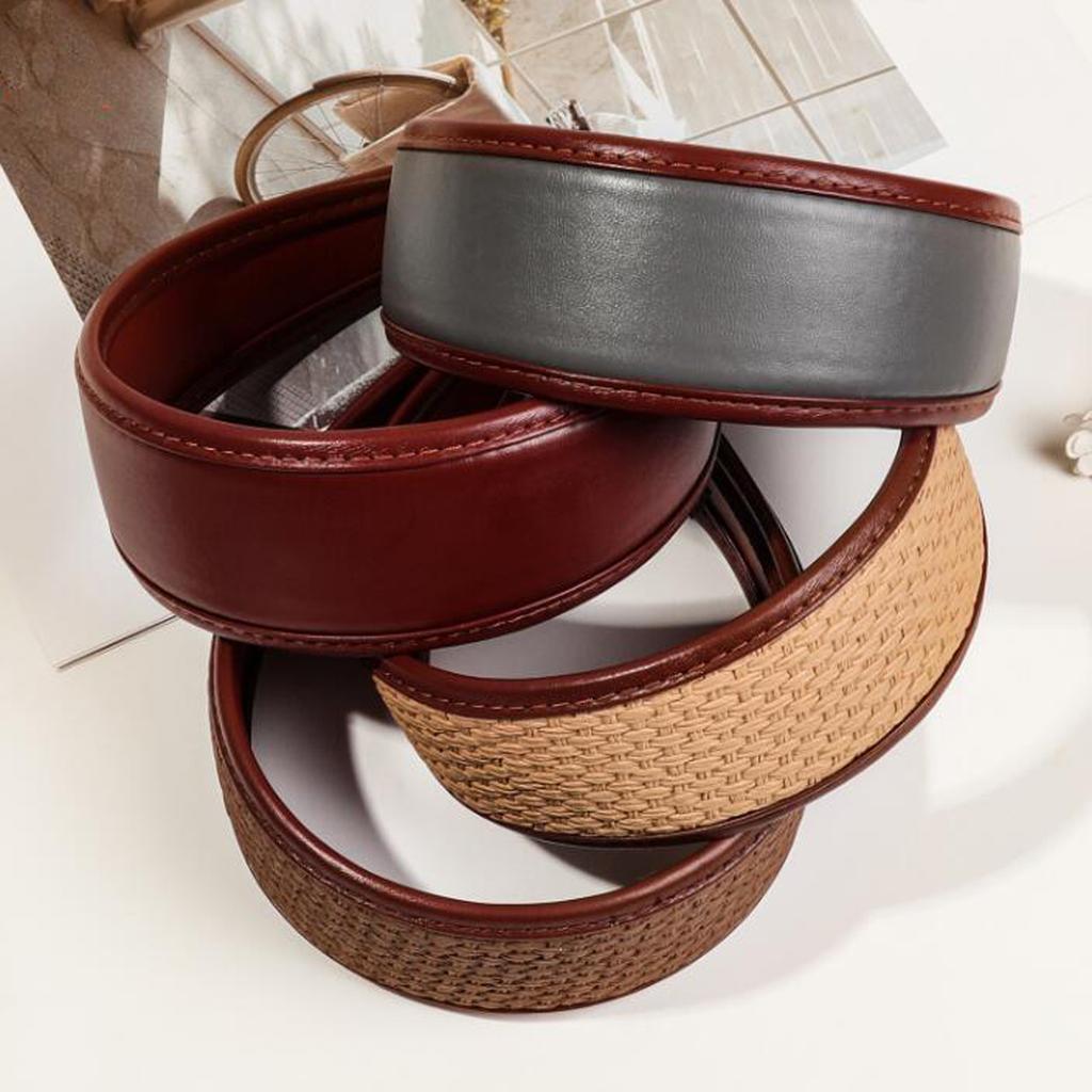 PROLY New Fashion Headband For Women Wide Side PU Leather Hairband Solid Color Turban Summer Travel Party Hair Accessories